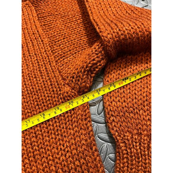 Vintage Crocheted Korea‎ Fall Autumnal Orange Sweater Granny Knitted Size Large - Picture 7 of 8